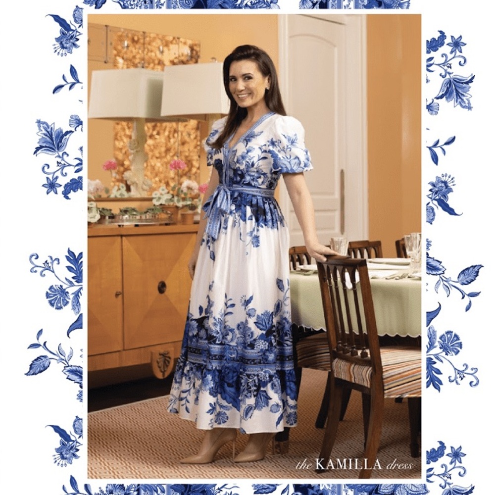 Antonio Melani x Kimberly Whitman Rare Blue Floral Print Maxi Dress